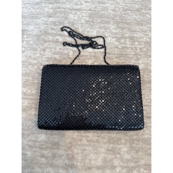 1980s Vintage Black Metal Mesh Purse Bag Sparkly Formal - Picture 5 of 10